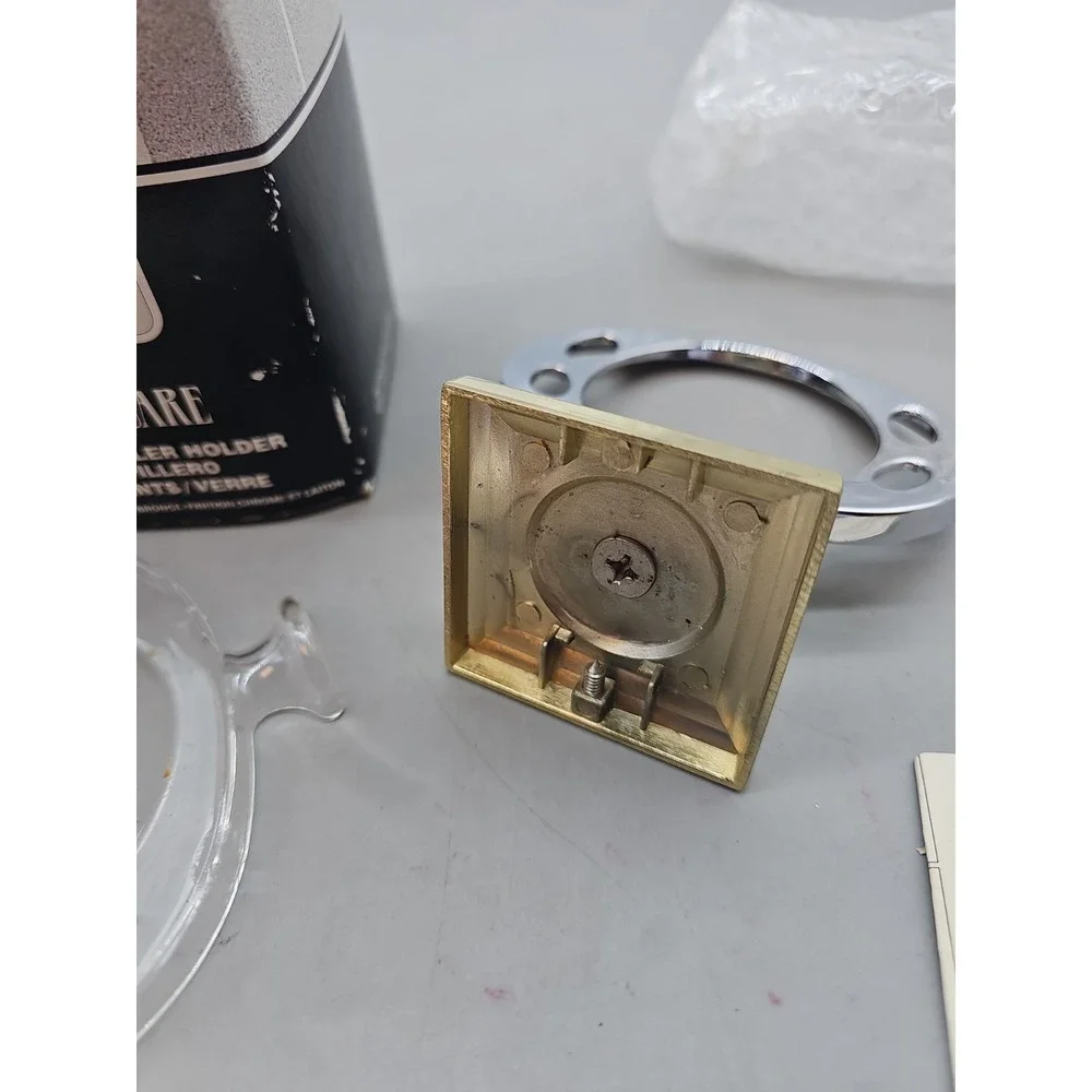 Vintage Melard Solid Brass‎ & Chrome Toothbrush Tumbler Holder Wall Mount NEW